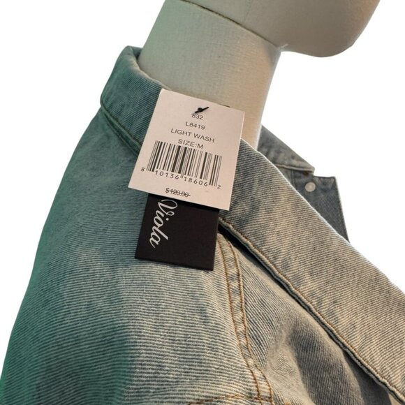 Leo and Viola puff Sleeve denim jacket. NWT Size M - Picture 2 of 3